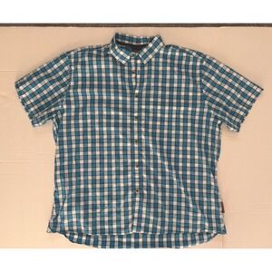 Grundens Men's Blue Plaid Short Sleeve Button Up Xxl